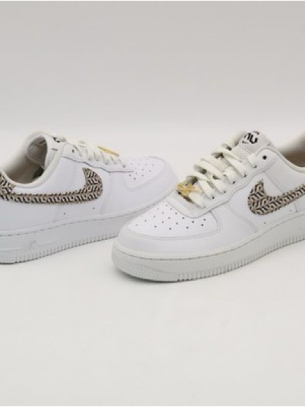 Nike Air Force 1 Xl White Athletic Sneakers With Print Swoosh Accent